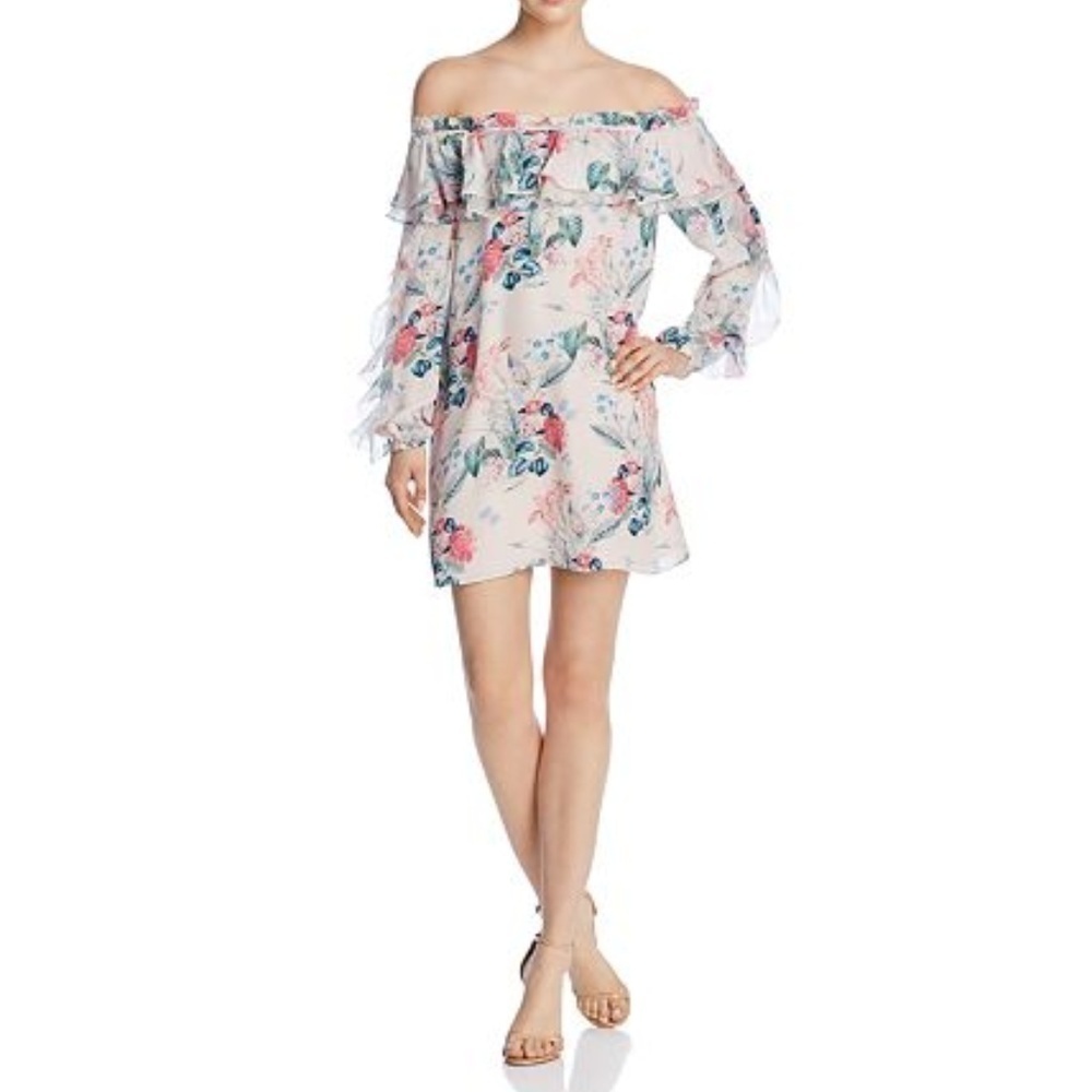 Parker Off The Shoulder 100% Silk Floral Dress — image 3 of 8